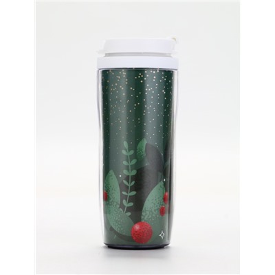 Подарочный набор новогодний Happy New Year: гель для душа, мочалка и термостакан, аромат хвойный лес, URAL LAB