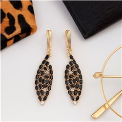 Серьги длинные коллекция "Дубай" покрытие: позолота, вставка: фианиты, цвет: черный, арт.007.043