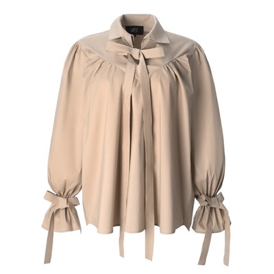 Блузка женская с лентами MIST, размер 44, бежевая