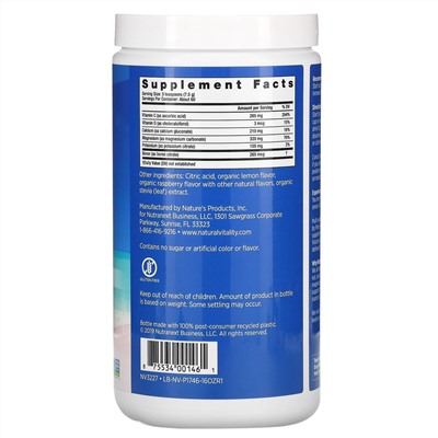 Natural Vitality, Natural Calm Plus Calcium со вкусом малины и лимона, 454 г (16 унций)