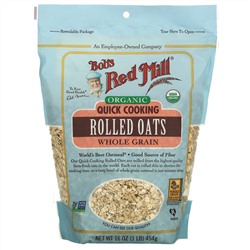 Bob's Red Mill, Organic Quick Cooking Rolled Oats, Whole Grain, 16 oz (454 g)