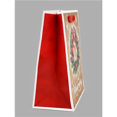 Пакет подарочный новогодний ламинированный «С новым годом!», MS 18×23×10 см