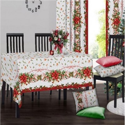 Скатерть рогожка серая "Ветка"