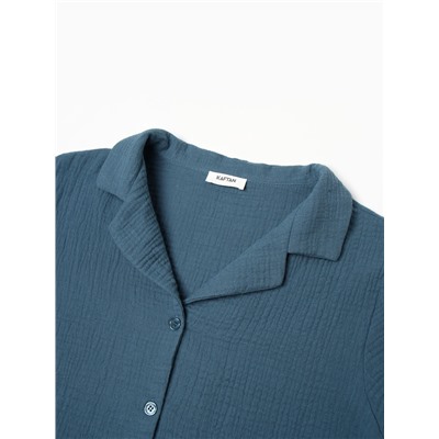 Пижама женская (рубашка, шорты) KAFTAN Basic, размер 40-42, синяя