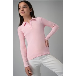 Блузка-поло в рубчик для девочки Happyfox