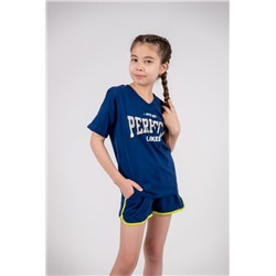 Футболка для девочки 51340 (Темно-синий)