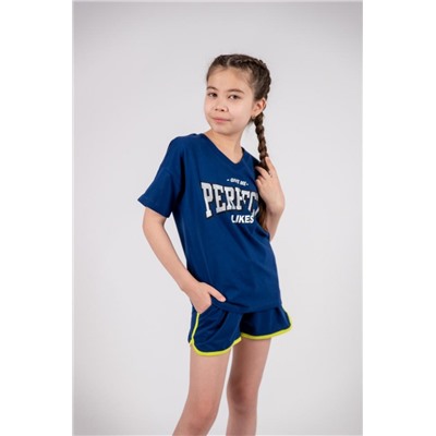 Футболка для девочки 51340 (Темно-синий)