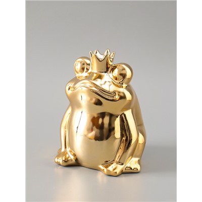 УЦЕНКА Копилка керамика «Золотая лягушка в короне» 12×10.5×15 см