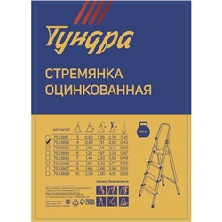 Стремянка ТУНДРА, оцинкованная, 4 ступени