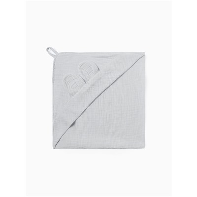 Полотенце - уголок муслиновое «Крошка Я», 75×75 см, хлопок 100%, серо-голубое