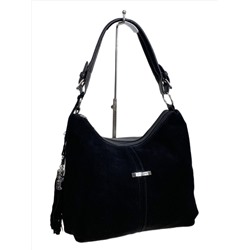 Женская сумка из искусственной кожи и натуральной замши, цвет черный