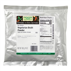 Frontier Natural Products, Порошок для приготовления вегетарианского бульона, без курицы, 16 унц. (453 г)