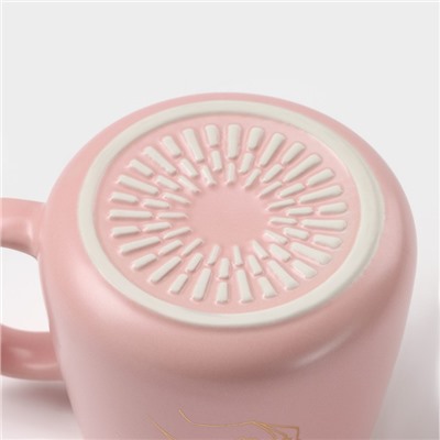 Кружка с ложкой «Миссис», 380 мл, керамика, розовая