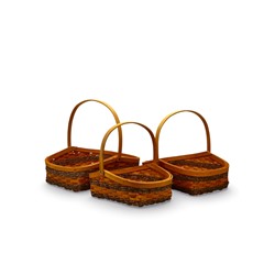 Корзина плетёная для хранения Koca, с ручкой, лоза, коричневая, набор 3 шт.