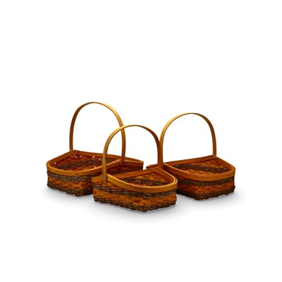 Корзина плетёная для хранения Koca, с ручкой, лоза, коричневая, набор 3 шт.