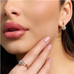 Комплект ювелирной бижутерии коллекция "Дубай" серьги и кольцо 18 р, покрытие позолота, вставка: цирконы, цвет: прозрачный, арт.217.500-18