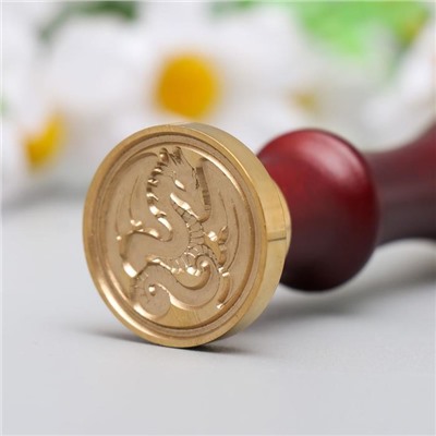 Печать для сургуча с деревянной ручкой «Дракон» 9×2.5×2.5 см