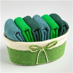 Салфетки махровые декоративные «Этель», 6 шт., 30×30 см, хлопок 100%, зелёные