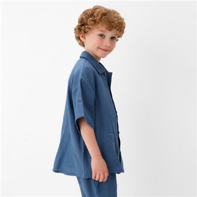Рубашка для мальчика KAFTAN Linen, размер 32 (110-116 см), синяя