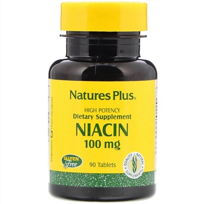 Nature's Plus, Ниацин, 100 мг, 90 таблеток
