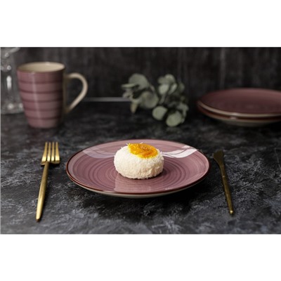 Десертная тарелка Доляна «Морской мир», d=19 см, керамика, бордовая