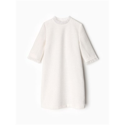 Платье нарядное для девочки MINAKU: PartyDress, с воротником, рост 116-122 см, белое