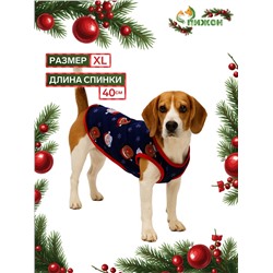 Майка для животных «Новогодняя ночь», размер XL (ДС 40, ОШ 40, ОГ 50 см), синяя