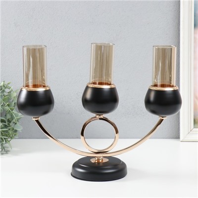 Металлический подсвечник на 3 свечи «Тёмный рыцарь», чёрный матовый с золотом, 36×24×12 см