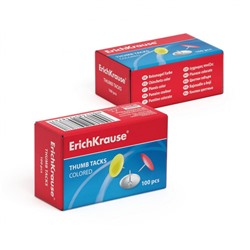 Кнопки канцелярские 100шт цветные 24876 ErichKrause