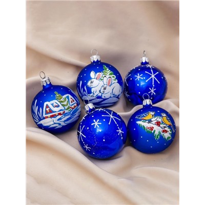 Набор новогодних шаров «Стужа», 5 шт., d=6 см, МИКС