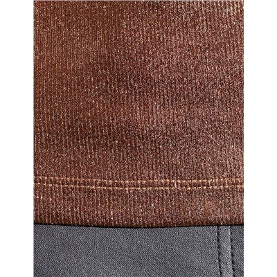 Футболка облегающая из хлопка в рубчик с V вырезом и матовым покрытием металлик