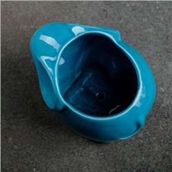 Декоративный горшок для цветов «Слоник», керамический, 350 мл, 12×8.5×10 см, голубой