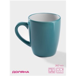 Кружка Доляна «Дымка», 360 мл, керамика, бирюзовая