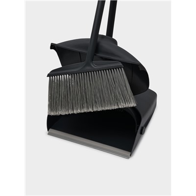 Щётка для пола, с совком-ловушкой, с крышкой, серая