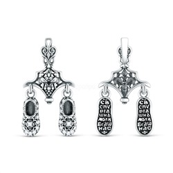 Подвеска из чернёного серебра с фианитами - тапочка св.Спиридона 925 пробы 3-609чч200