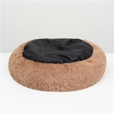 Лежанка для животных, 45×35×11 с, длинный мех, коричневая