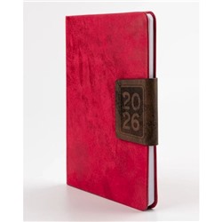 Еженедельник 2026 г. А5 128 стр. "СИЦИЛИЯ" красный+коричневый, магнитный клапан 310170 Alpha-Trend