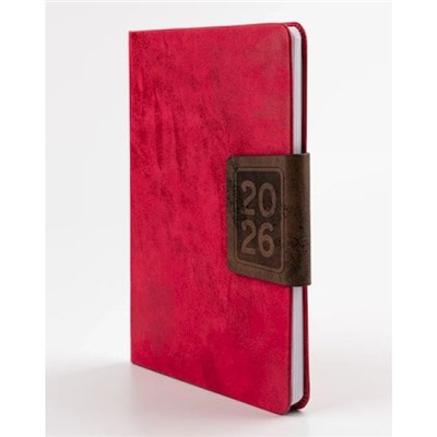 Еженедельник 2026 г. А5 128 стр. "СИЦИЛИЯ" красный+коричневый, магнитный клапан 310170 Alpha-Trend