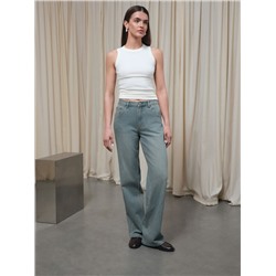 Актуальная коллекция CONTE CON-830 Синие джинсы straight ULTRA-LONG с эффектом зелёного тинта