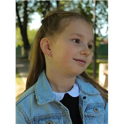 Серьги детские из золочёного серебра с эмалью и фианитами - Корги 925 пробы ЛЛ-01з