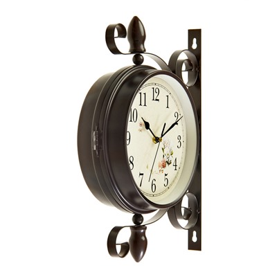 Часы настенные интерьерные «Розы», двусторонние, на подвесе, бесшумные, плавный ход, 30×35 см, циферблат d=19 см