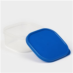 Контейнер для хранения еды Доляна, пищевой, 400 мл, пластик, прозрачный, крышка синяя