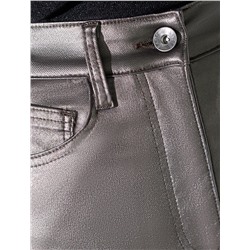 Юбка карандаш металлик средней длины с разрезом из эластичного денима