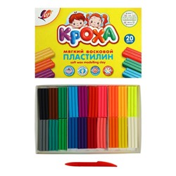 Пластилин мягкий (восковой) «Луч. Кроха», 20 цветов, 300 г, со стеком