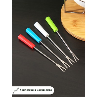 УЦЕНКА Набор для фондю керамический BellaTenero, 5 предметов: чаша 350 мл, 4 шпажки, цвет белый