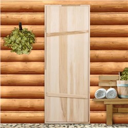 Дверь для бани и сауны, коробка 190×70 см, деревянная, на клиньях, массив, «Добропаровъ»