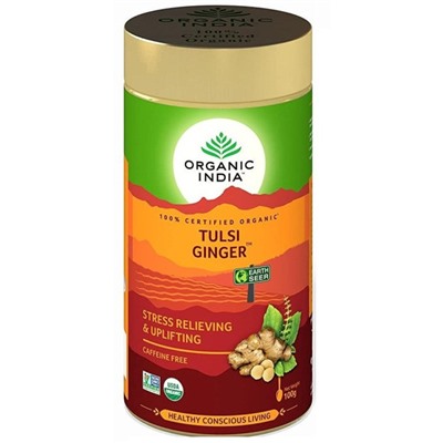 Organic India Tulsi Ginger / Напиток на Основе Листьев Священного Базилика + Имбирь 100 г