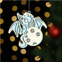 Ёлочная игрушка «Дракоша», дерево, двухслойный, голубой