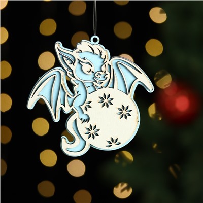 Ёлочная игрушка «Дракоша», дерево, двухслойный, голубой
