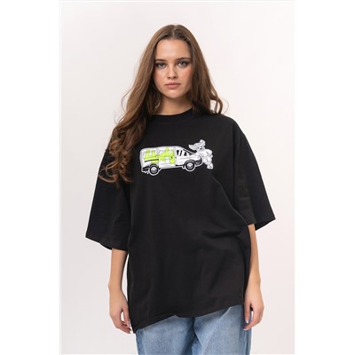 Футболка с принтом черная женская